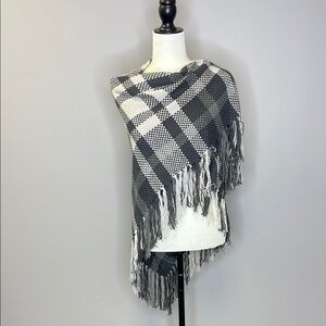 Plaid Fringe Wrap Scarf